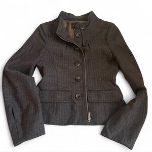 BCBGMaxAzria Wool Blend Tailored Military Style Button Zipper Blazer Jacket ✨